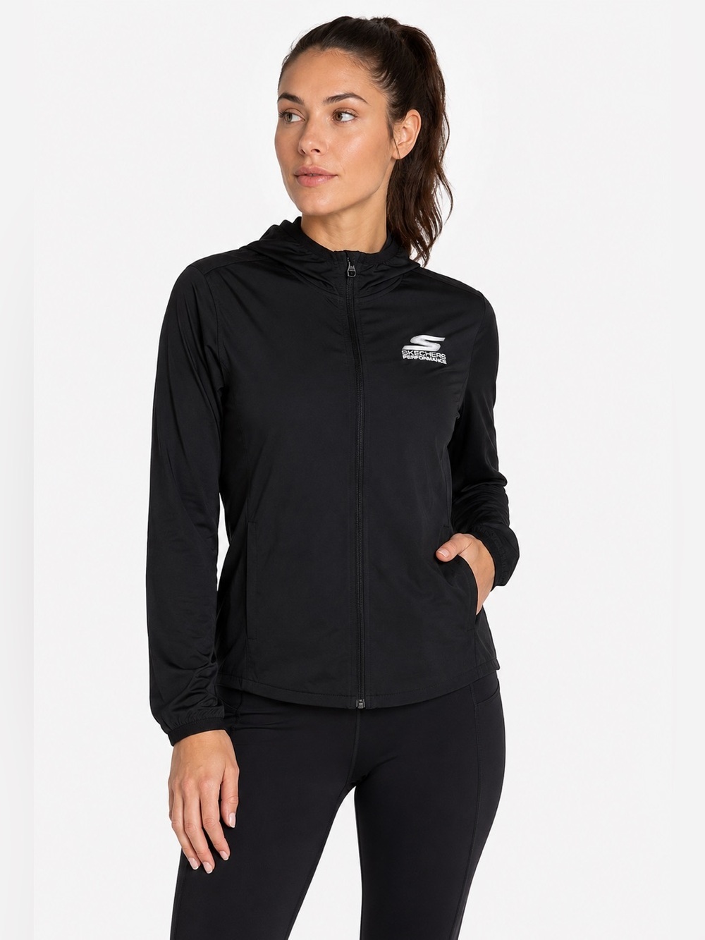 Skechers Performance Black Full Zip Lightweight Athletic Running Jacket Small